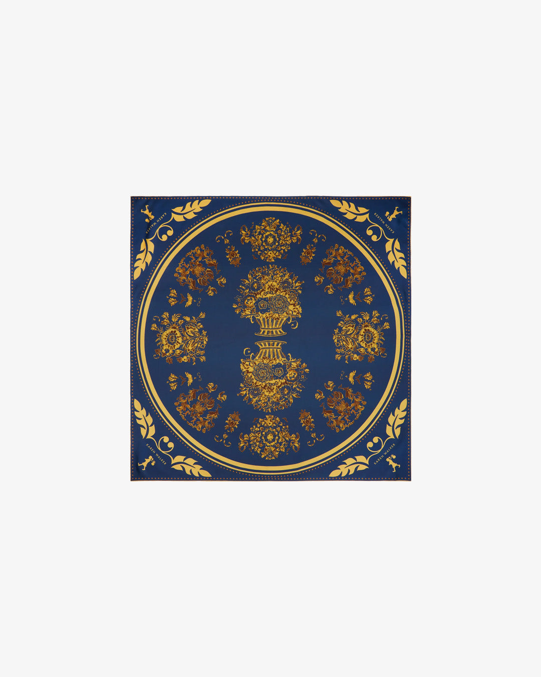 Karen Walker Porcelain Plate Classic Silk Scarf Navy / Antique Gold