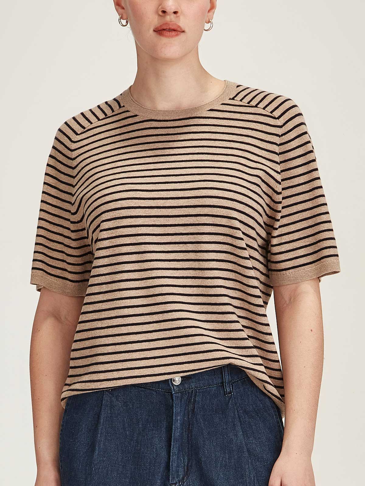 Sills Cecilia Stripe Knit Tee Oatmeal/Navy