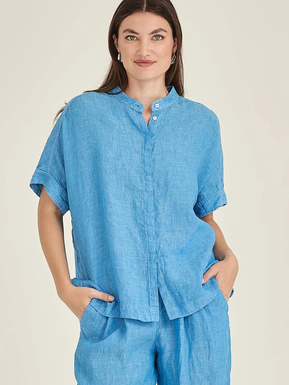 Sills Emma Linen Top Lagoon Blue