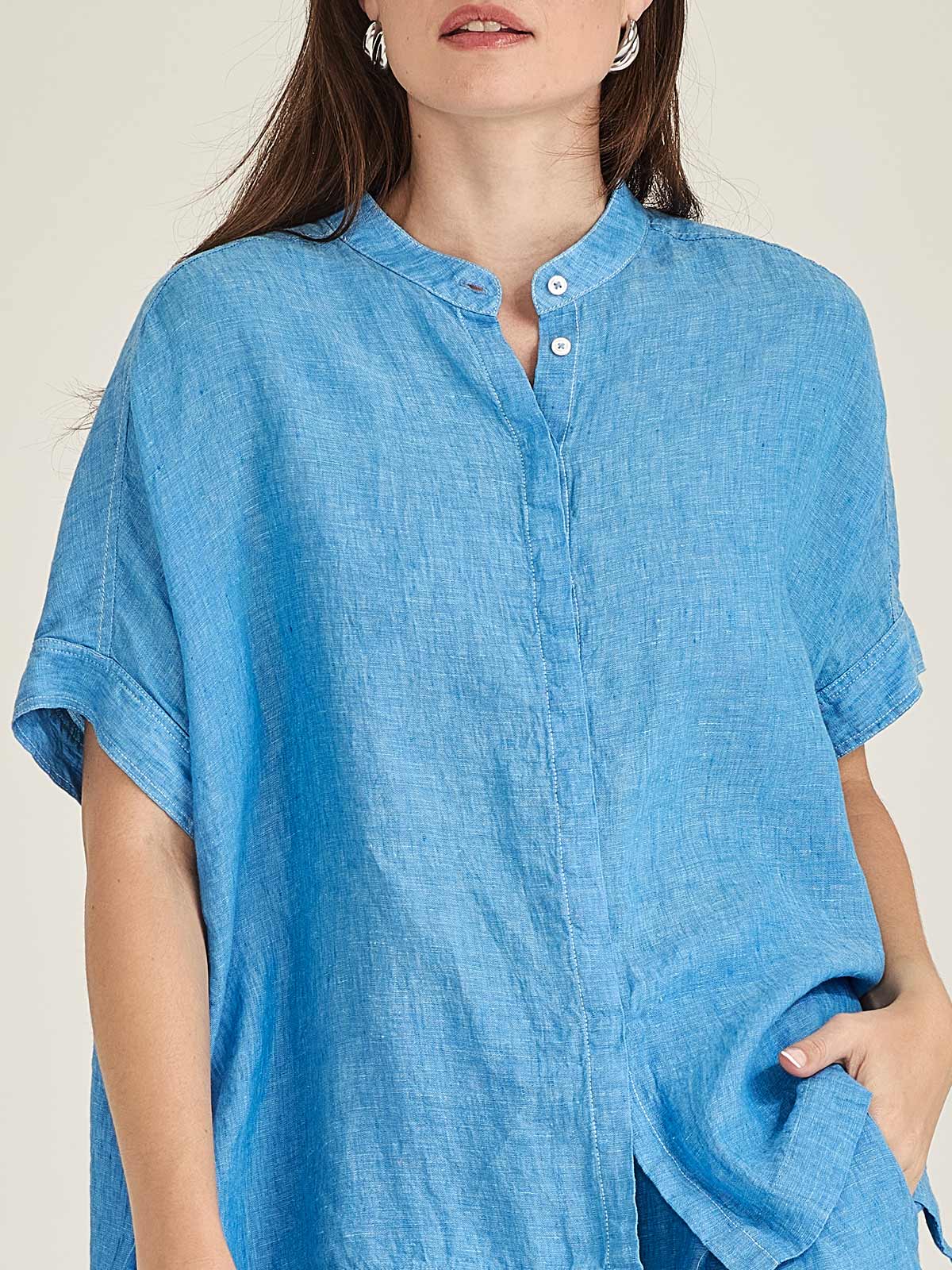 Sills Emma Linen Top Lagoon Blue