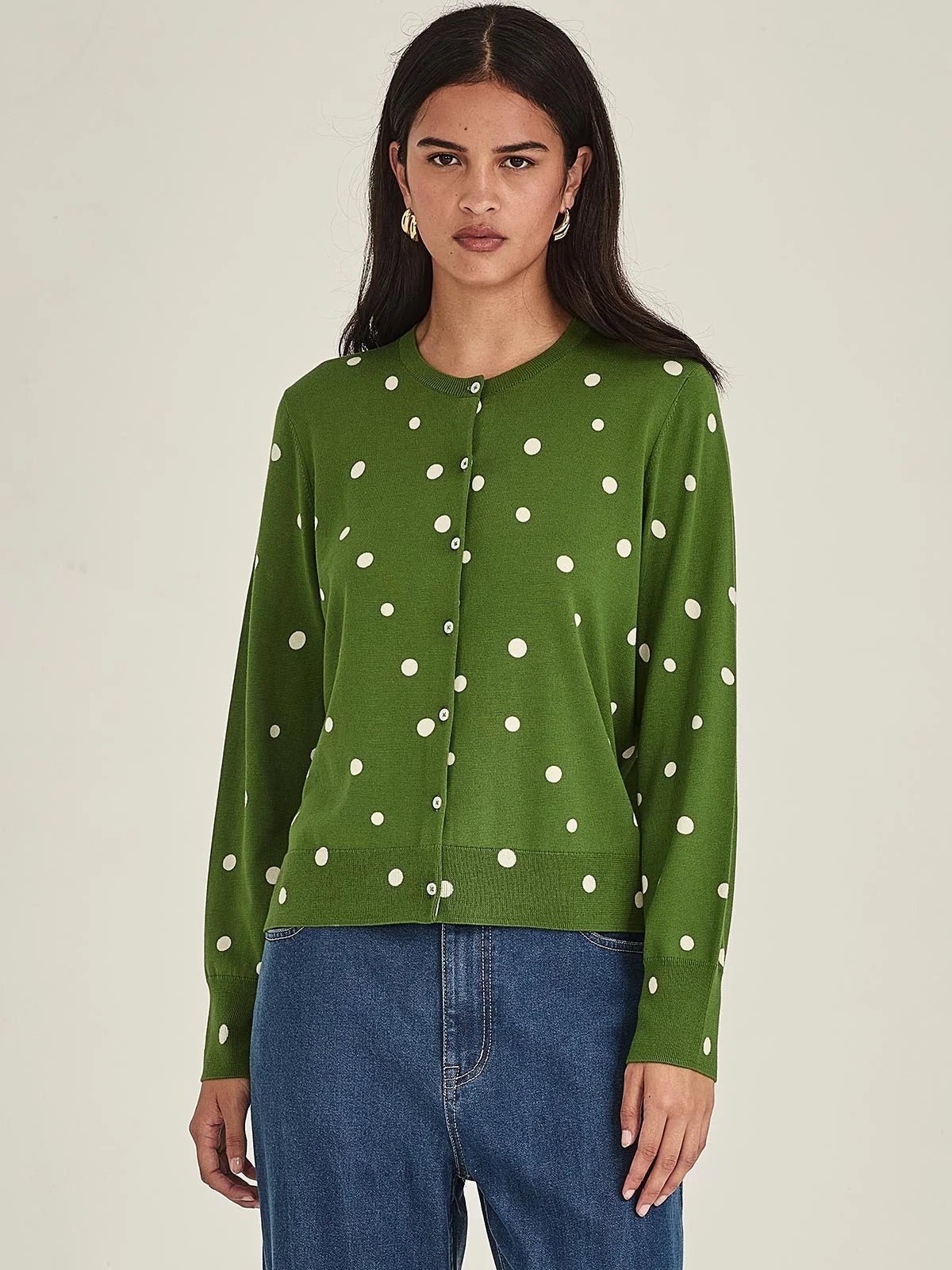 Sills Kaia Spot Cardigan Palm Green / Chalk