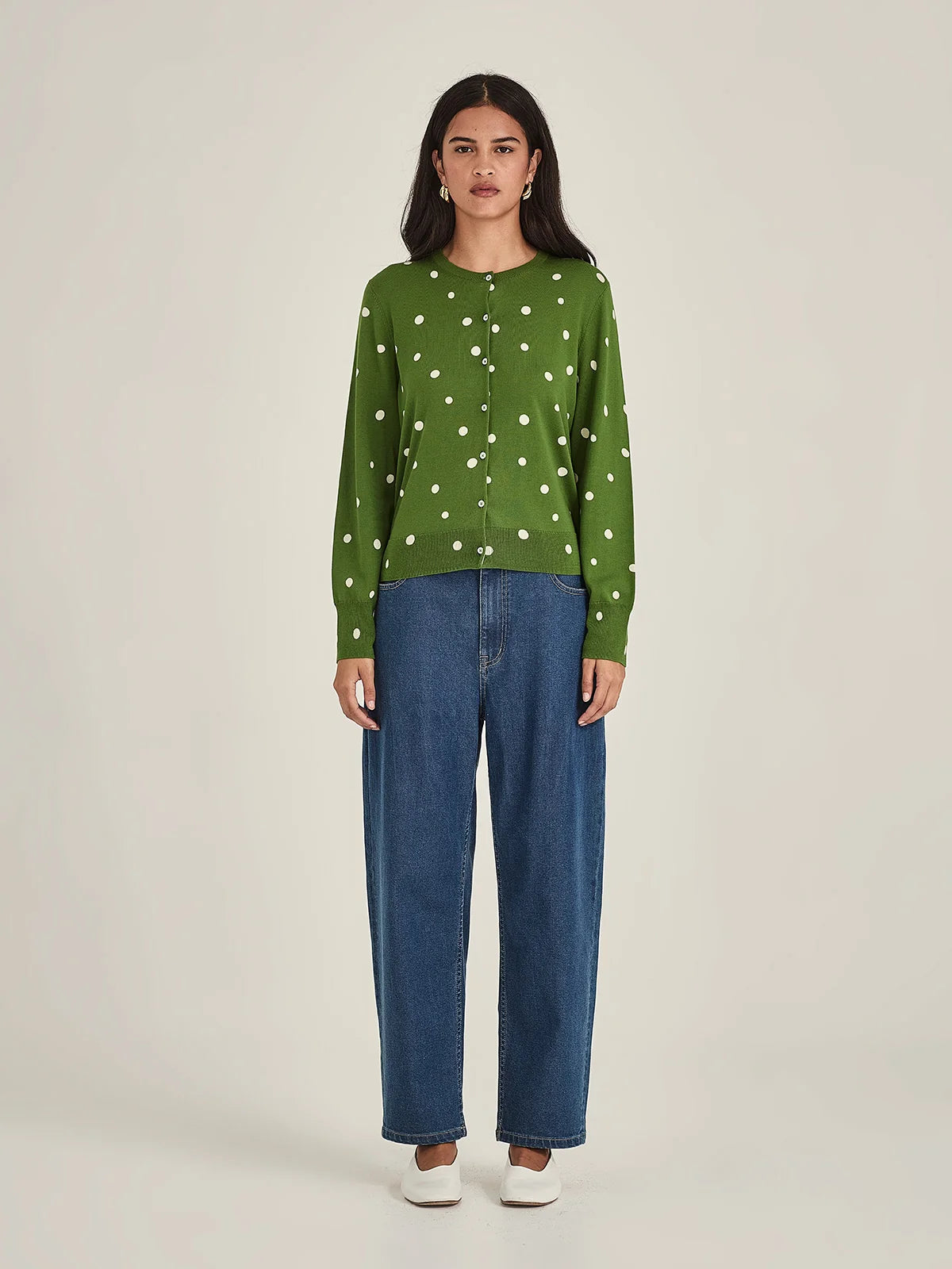 Sills Kaia Spot Cardigan Palm Green / Chalk