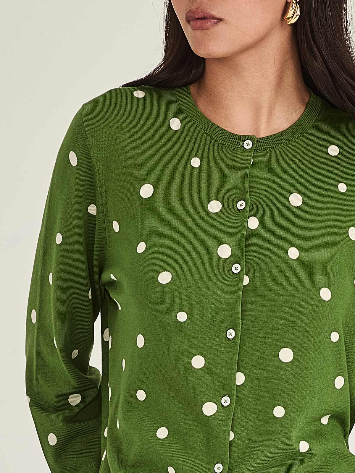 Sills Kaia Spot Cardigan Palm Green / Chalk