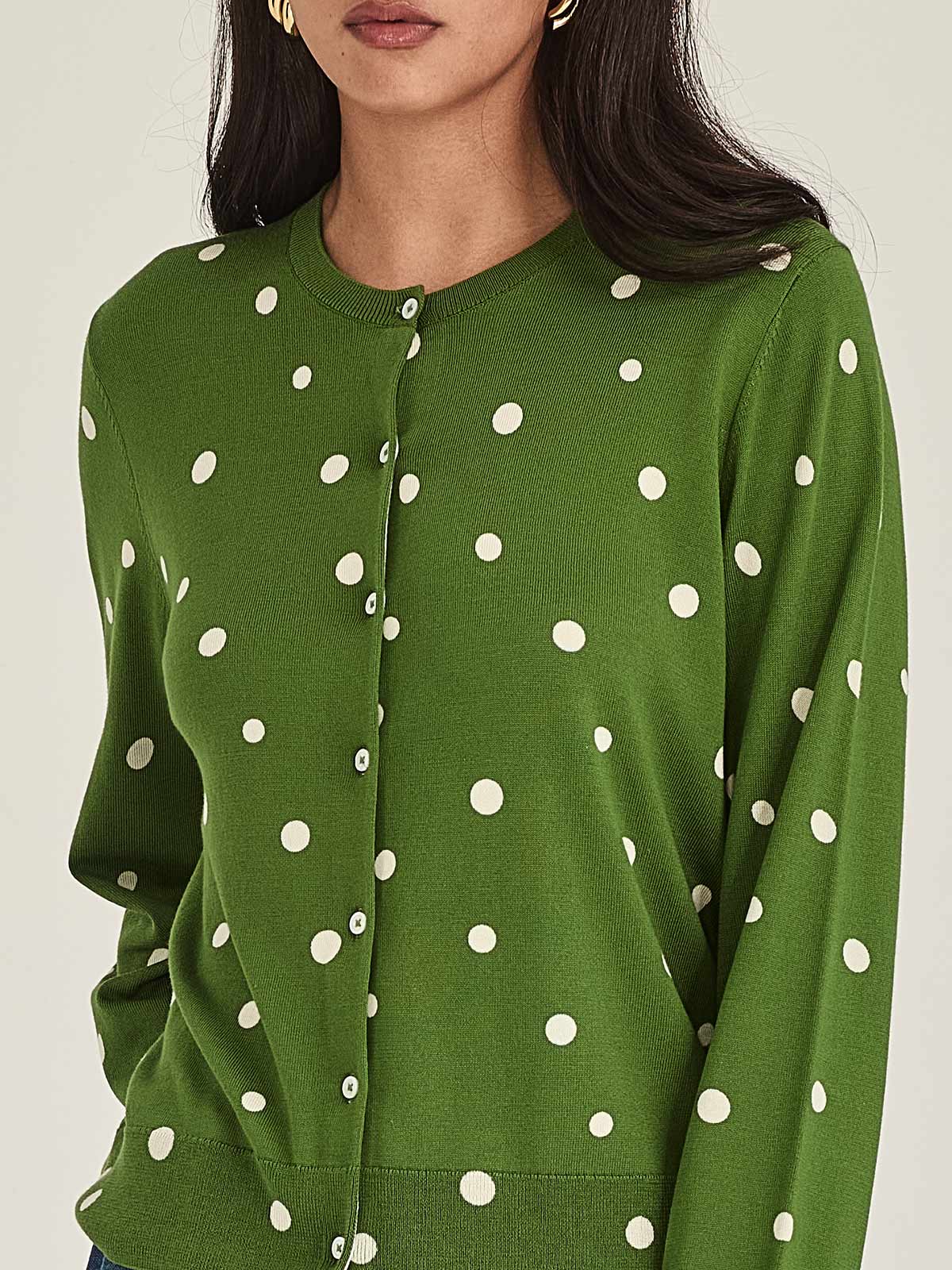 Sills Kaia Spot Cardigan Palm Green / Chalk