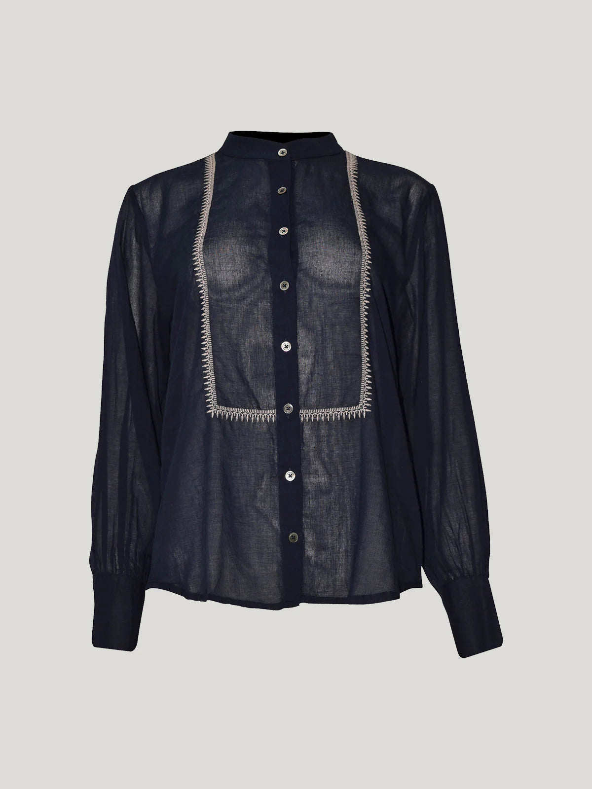 Sills Mihara Embroidered Shirt French Navy