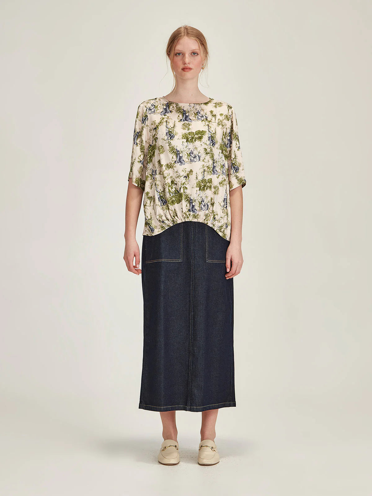 Sills Vera Print Top Moss Print