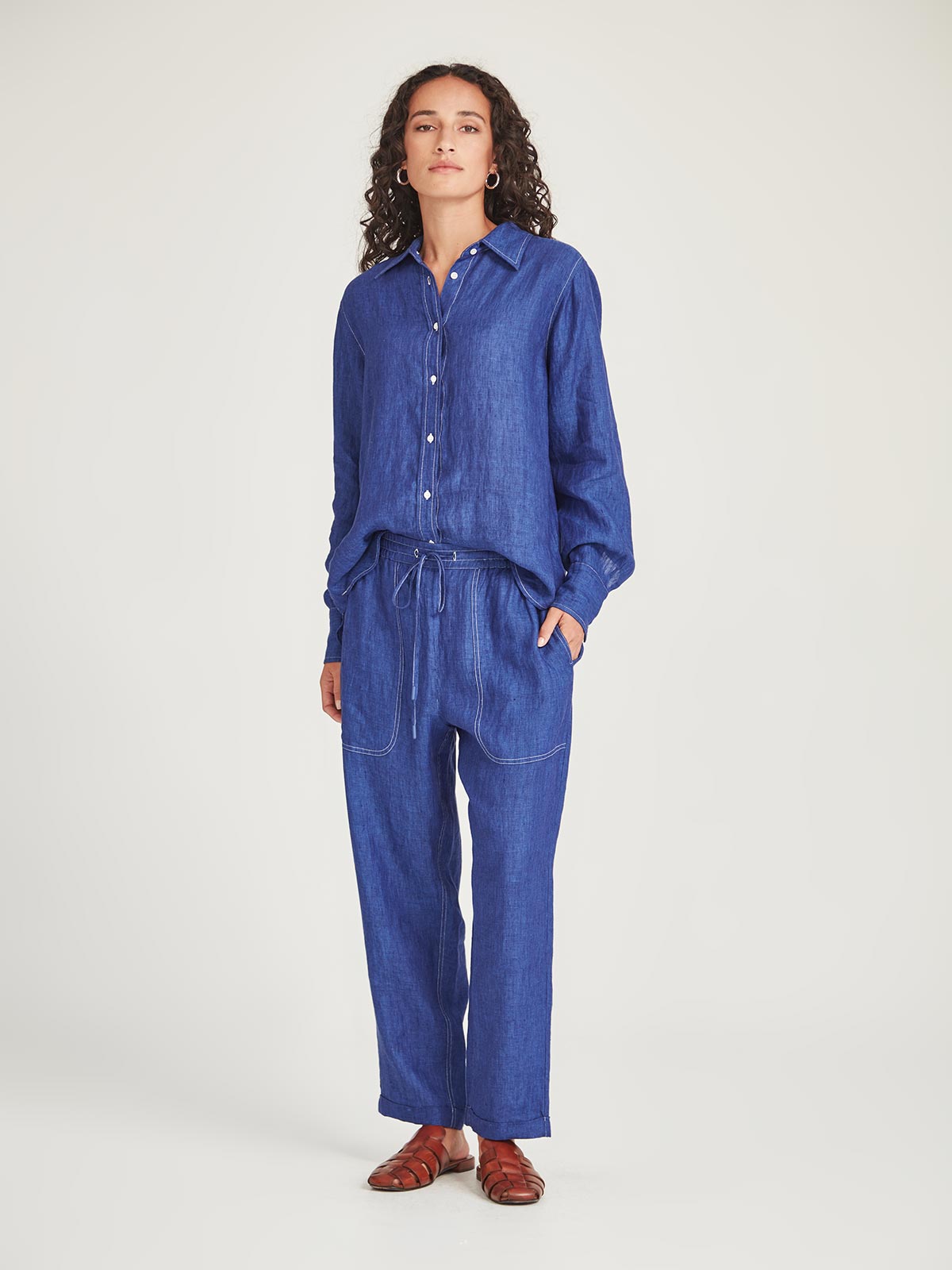 Sills Princeton Linen Shirt Iris