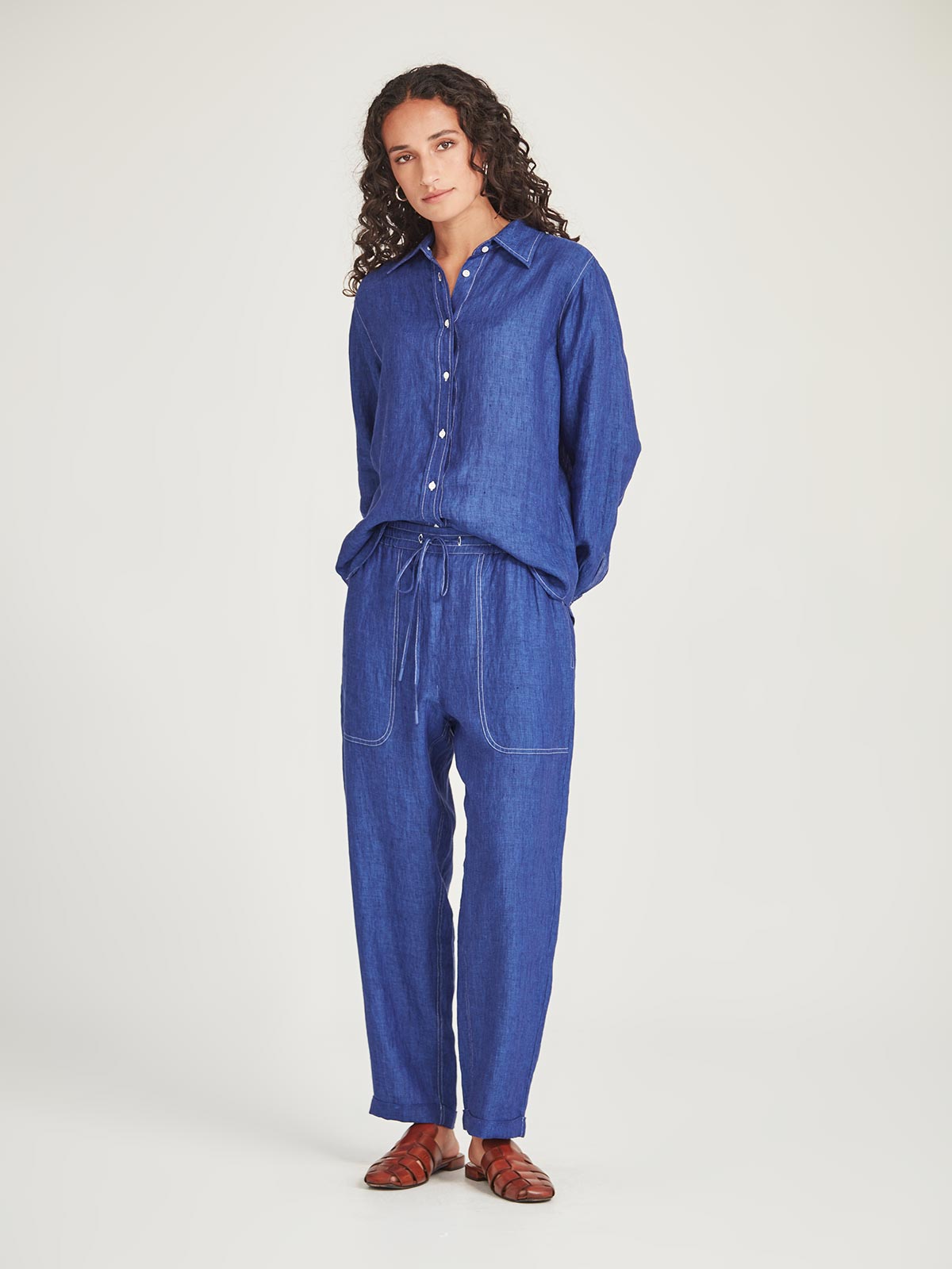 Sills Fenway Linen Pant Iris
