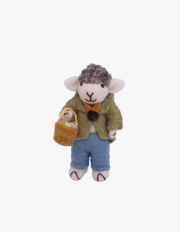 Gry & Sif Small Grey Sheep Green Jacket &  Egg Basket