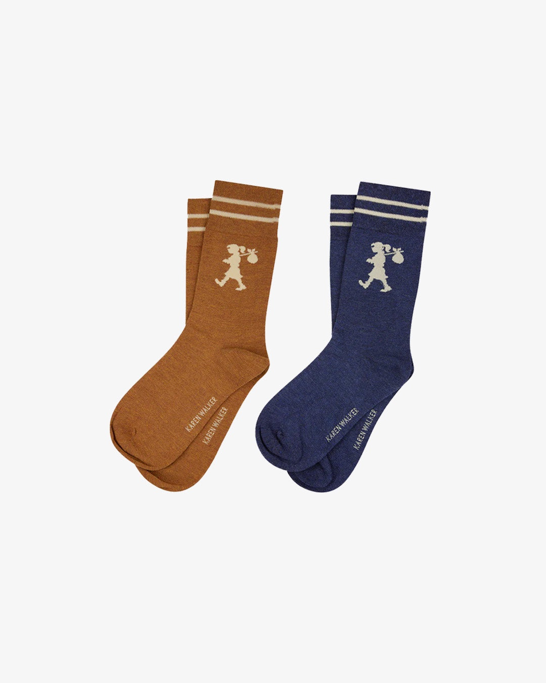 Karen Walker Runaway Girl Socks 2 Pack Chestnut/Navy One Size