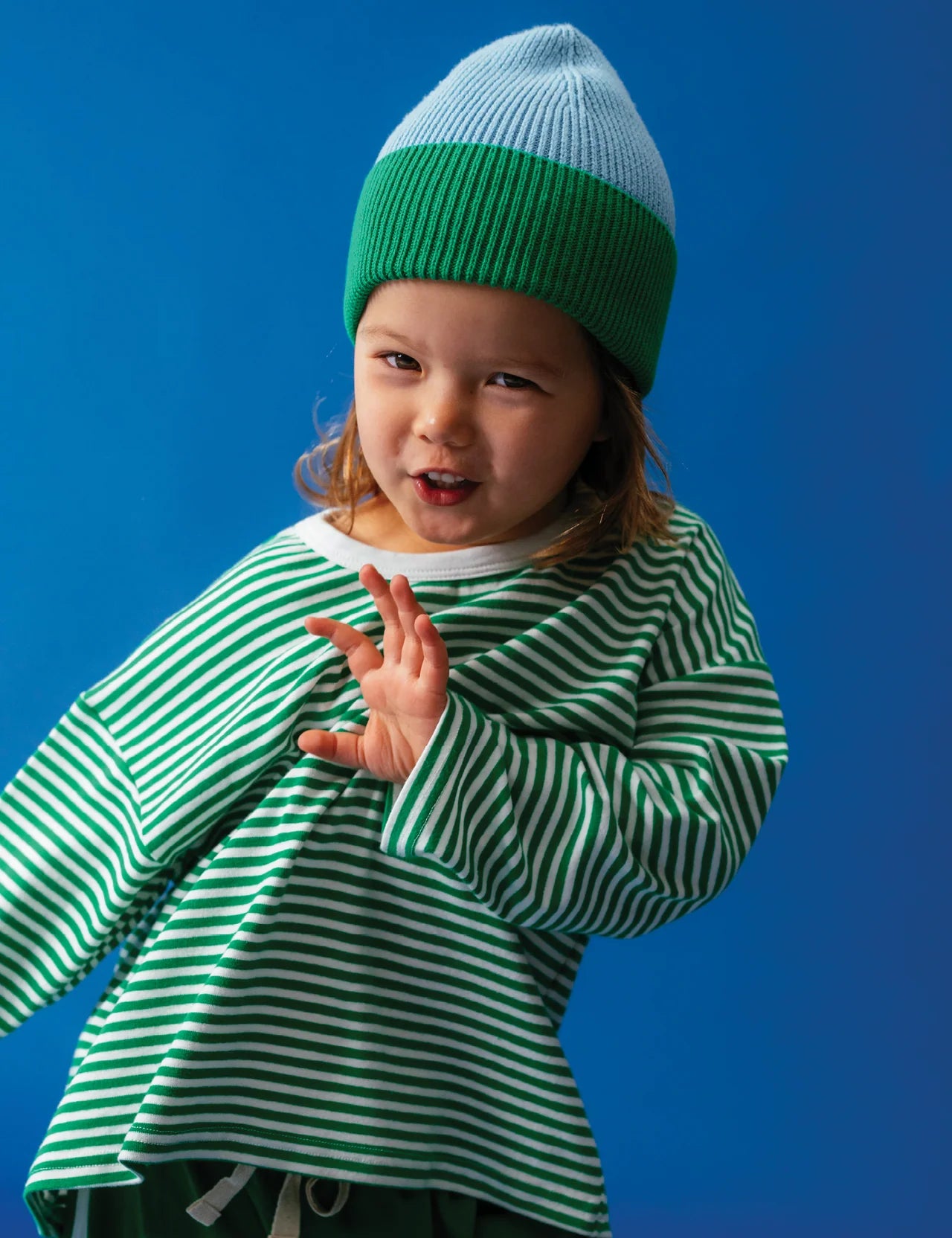 Sonny Label Long Tee in Forest Stripe