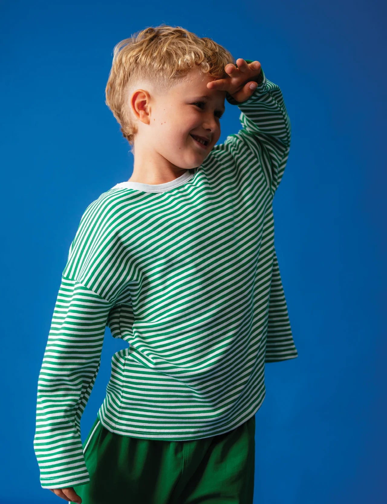 Sonny Label Long Tee in Forest Stripe
