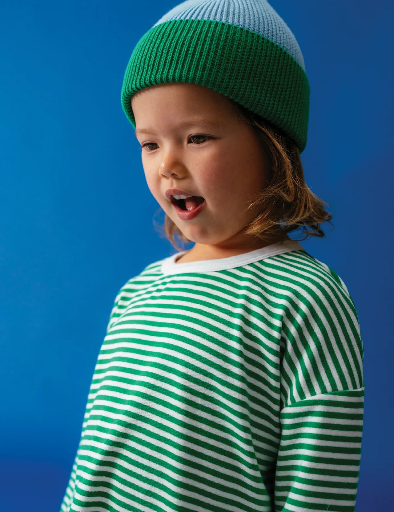 Sonny Label Long Tee in Forest Stripe