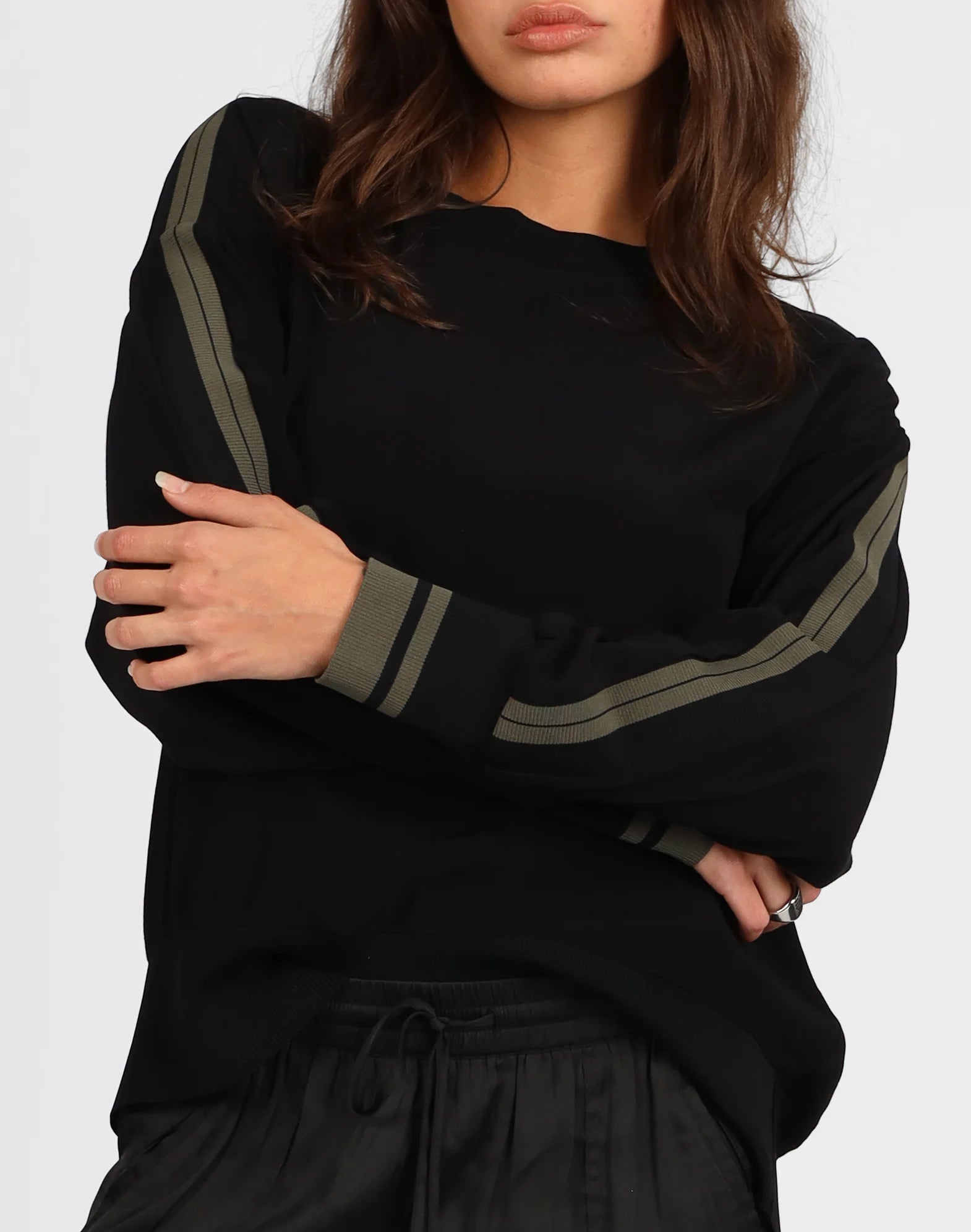 Storm Contrast Rib Top Black