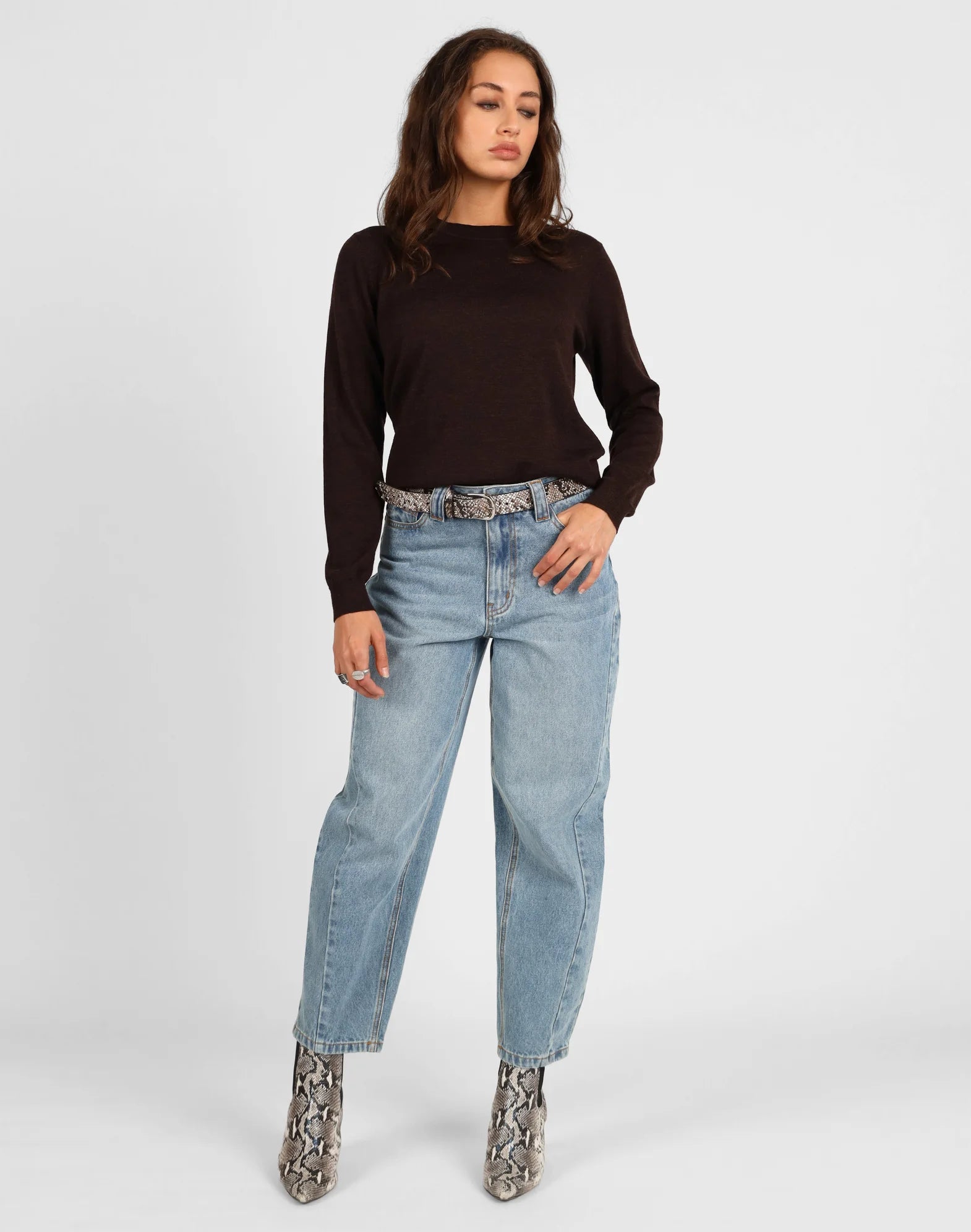 Storm Merino Long Sleeve Classic Sweater Chocolate
