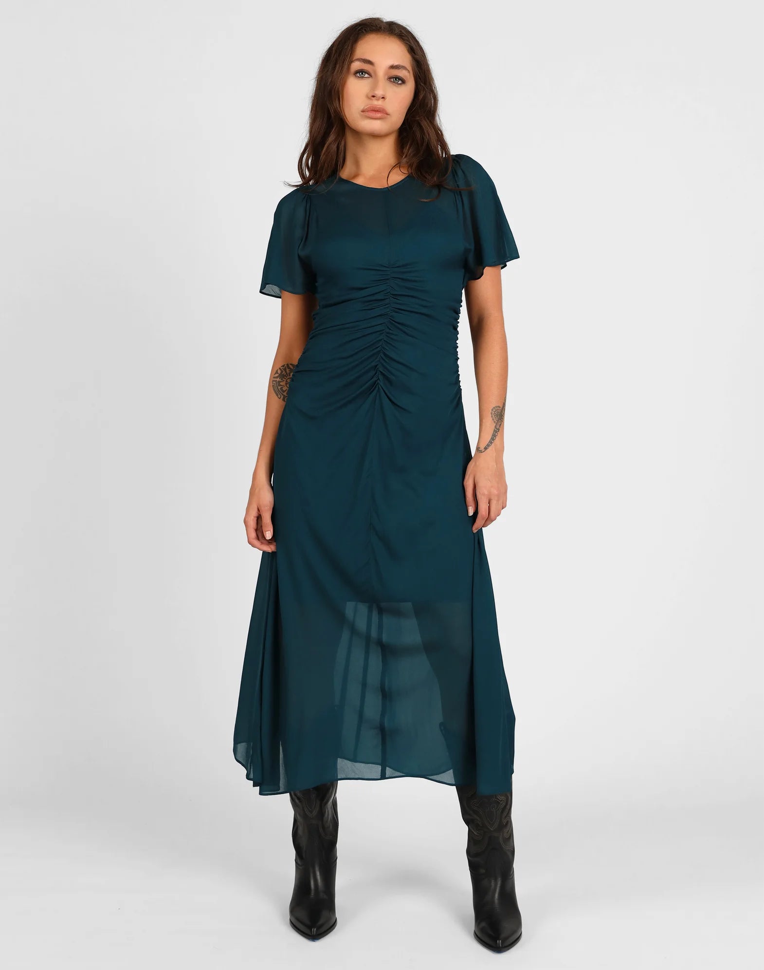 Storm Ruched Dress Petrol