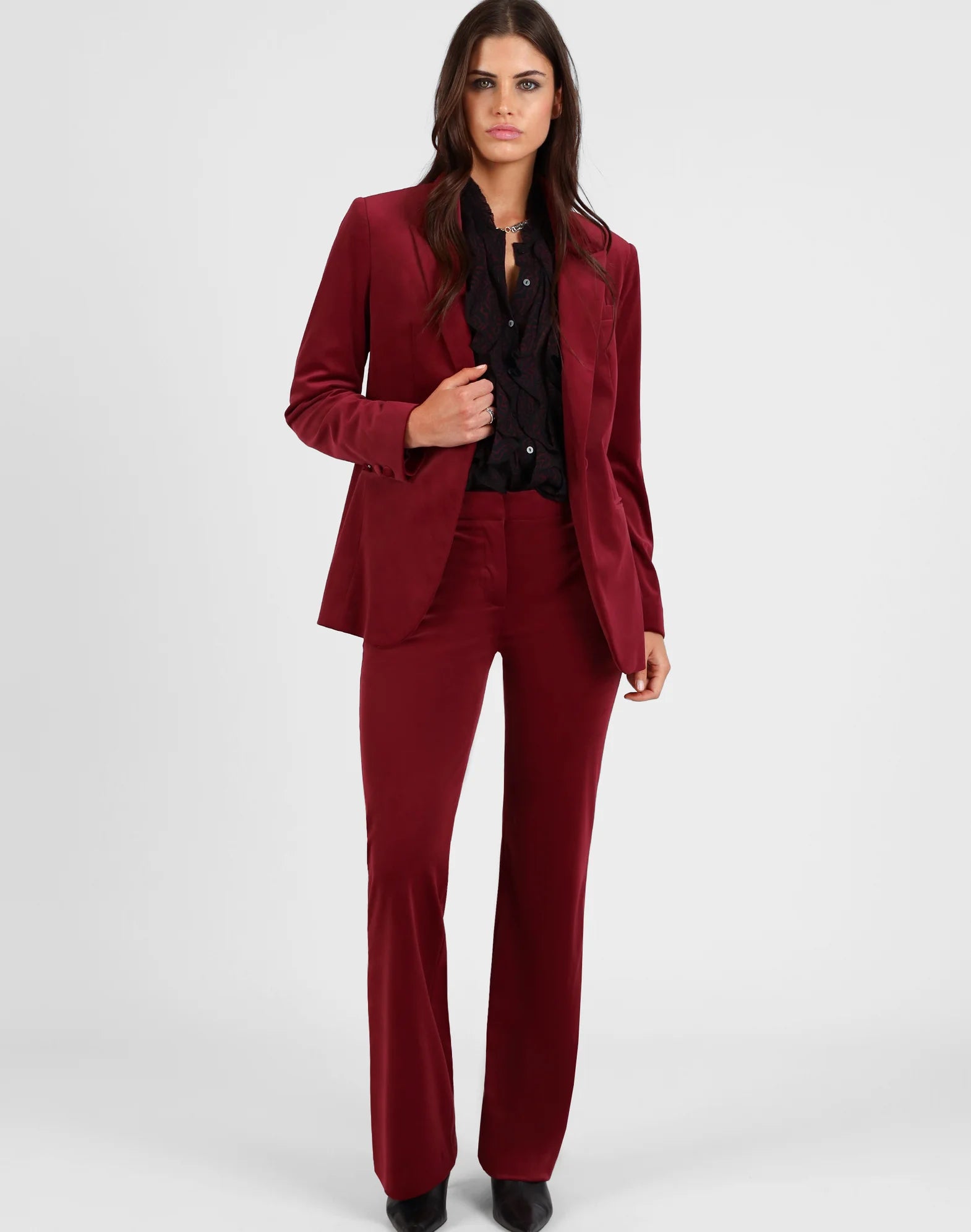Storm Standout Velvet Blazer Mulberry