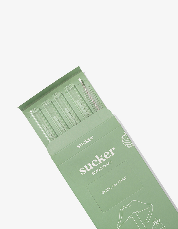 Sucker Glass Reusable Smoothie Straws Transparent