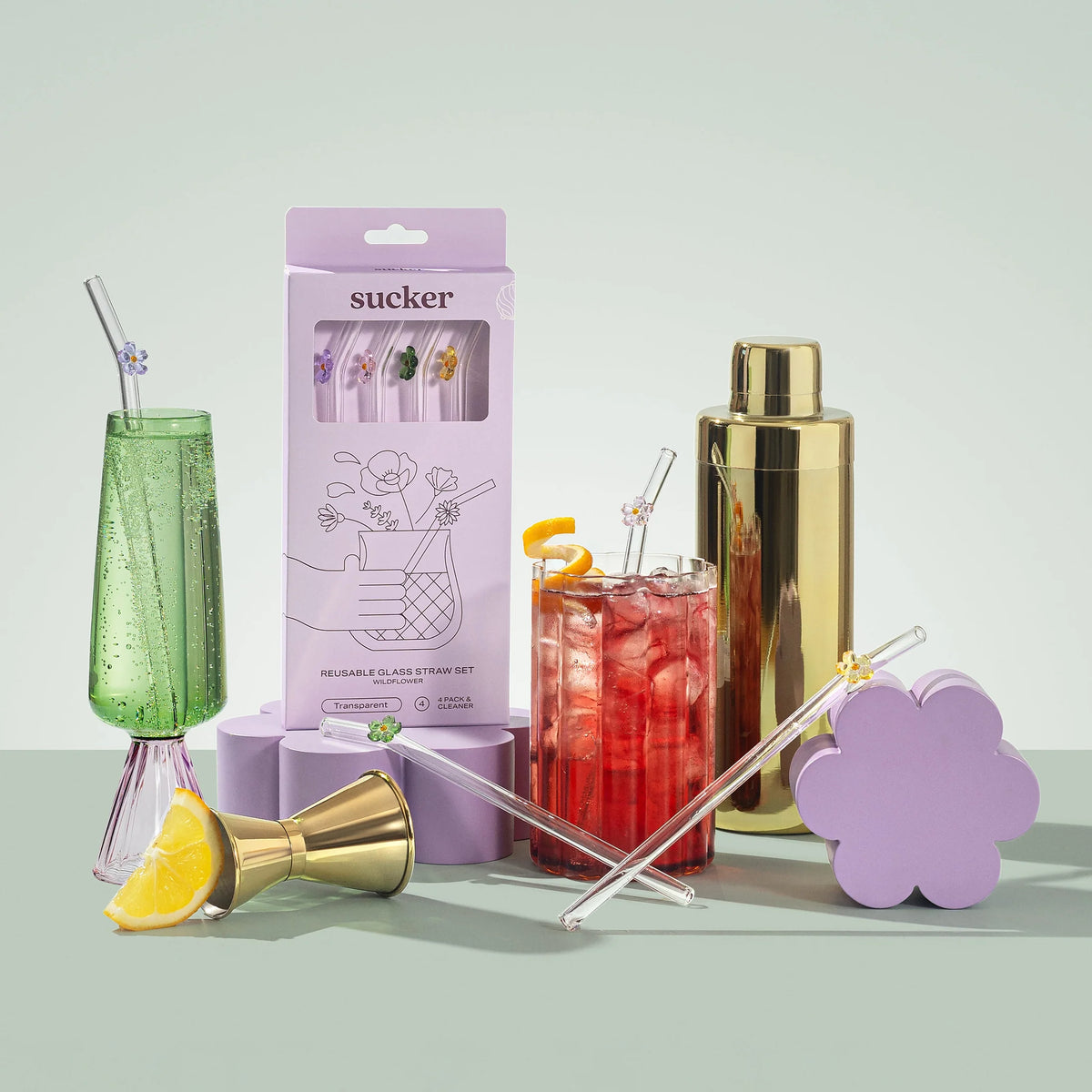 Sucker Wildflower Glass Straws