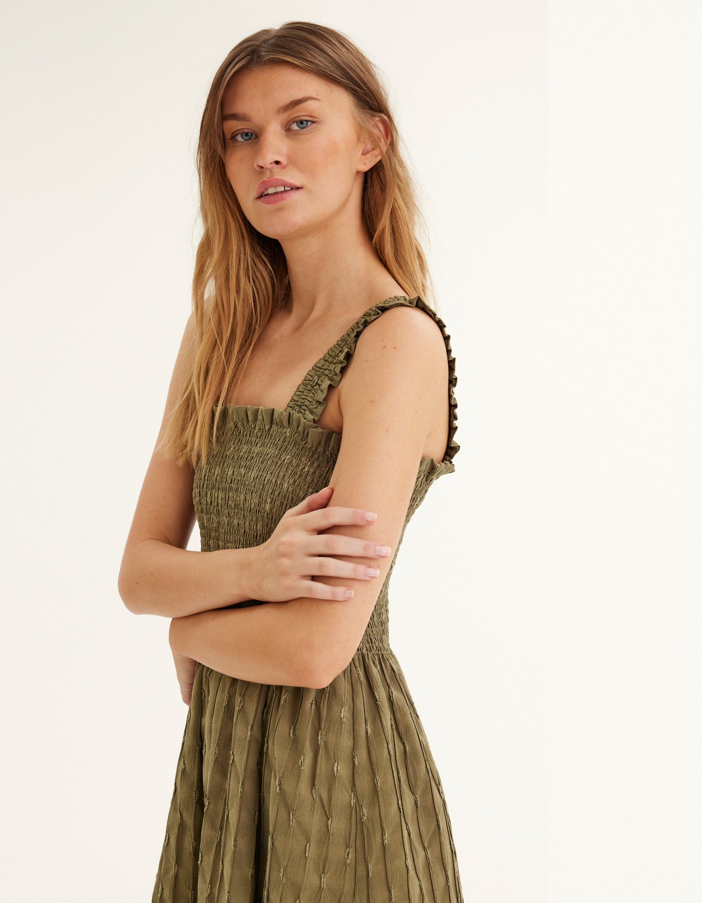 Summery Copenhagen Tara Smock Dress Aloe