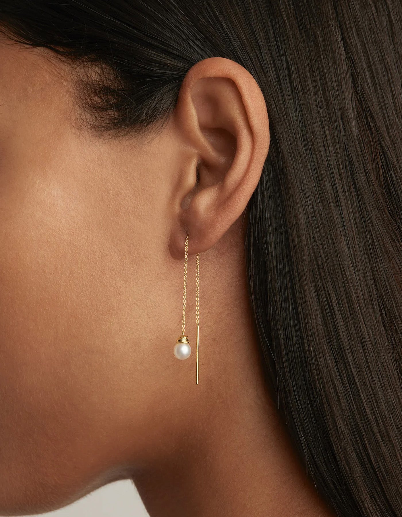 By Charlotte Whispers Of Tranquillity Pearl Thread Earrings - Gold Vermeil
