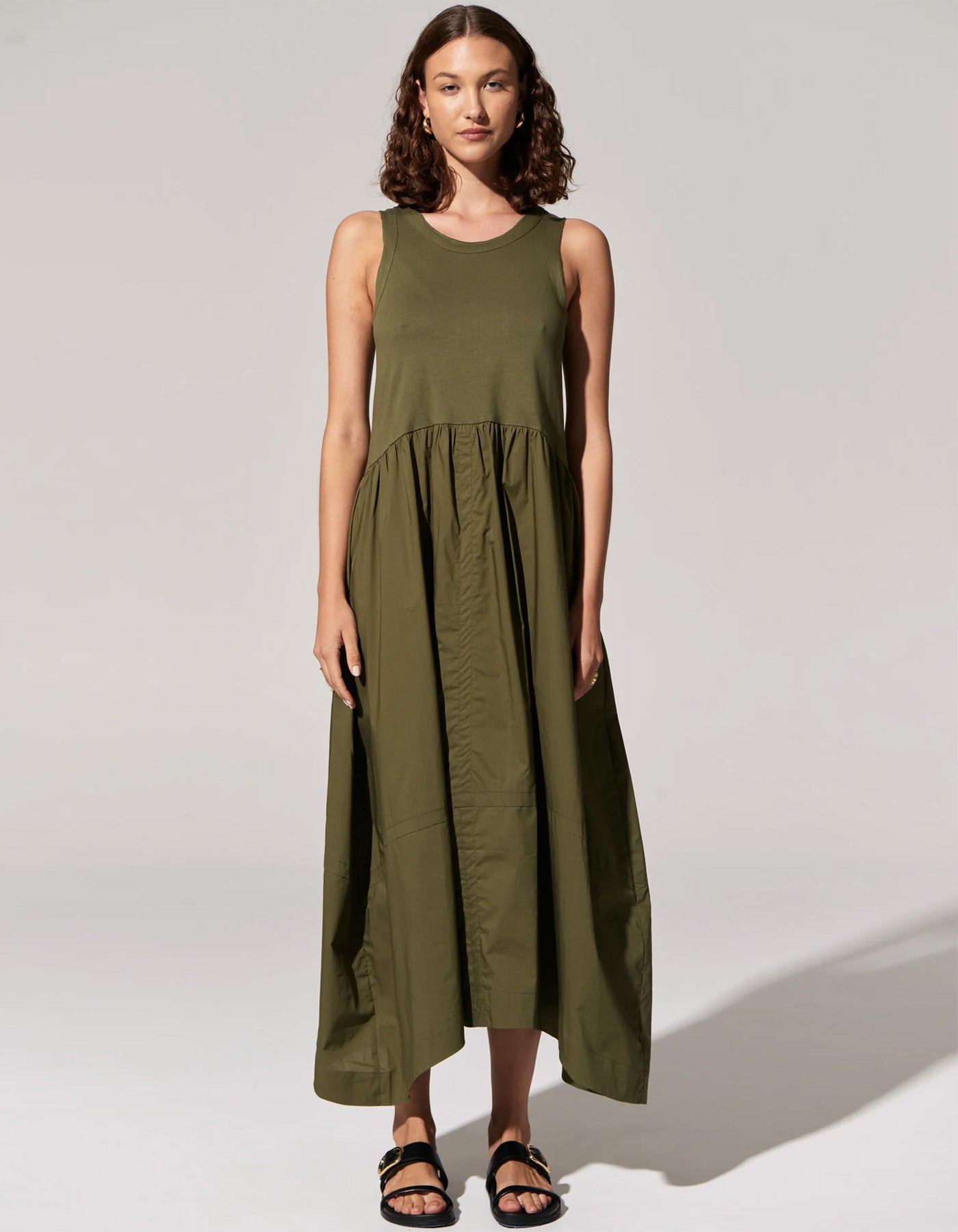 POL Toya Tank Dress Khaki