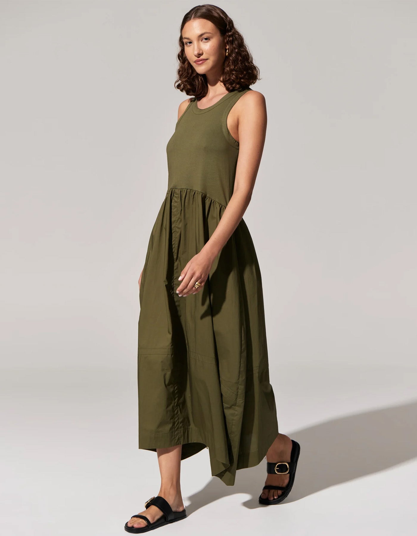 POL Toya Tank Dress Khaki