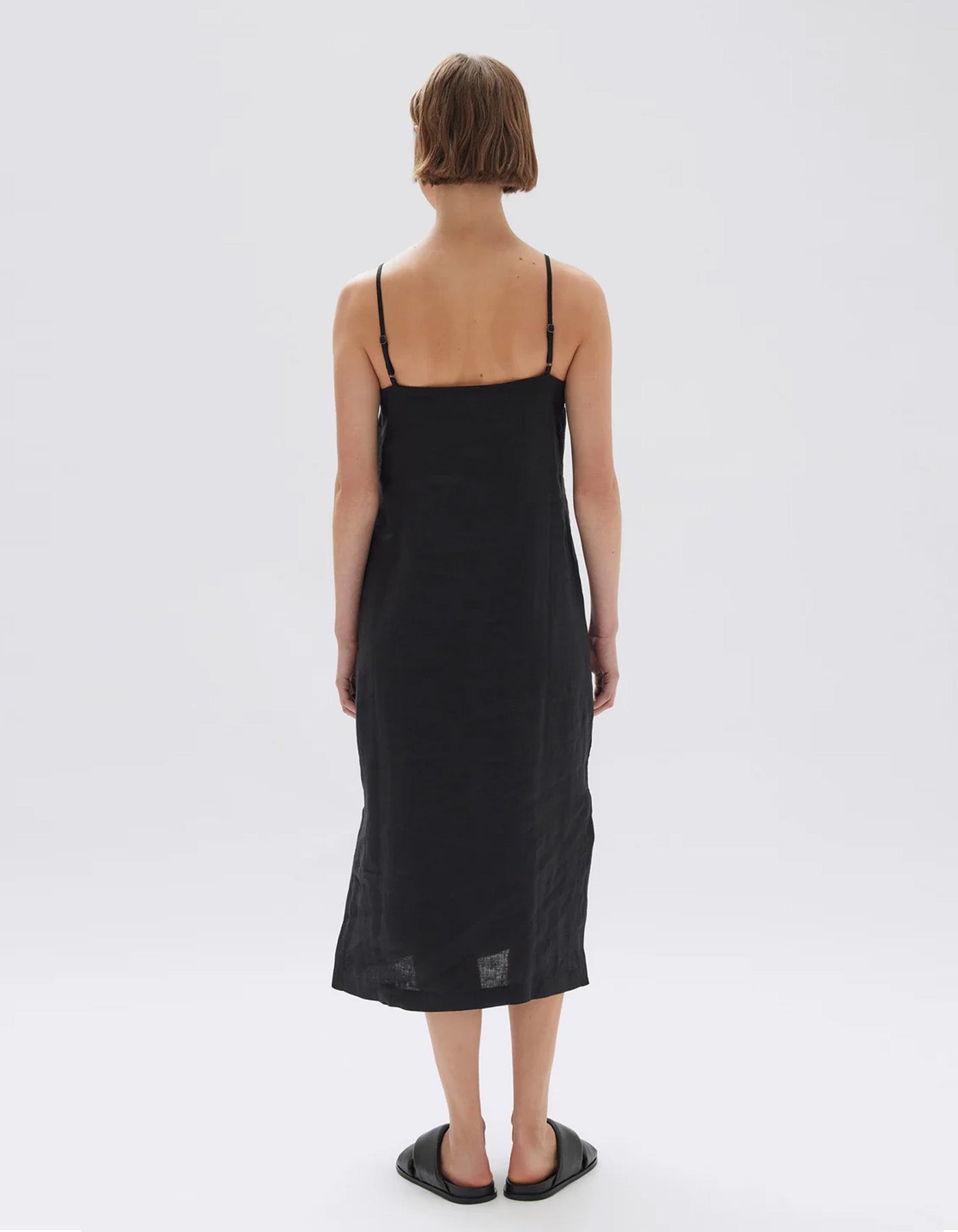 Assembly Label Vallory Linen Slip Dress Black