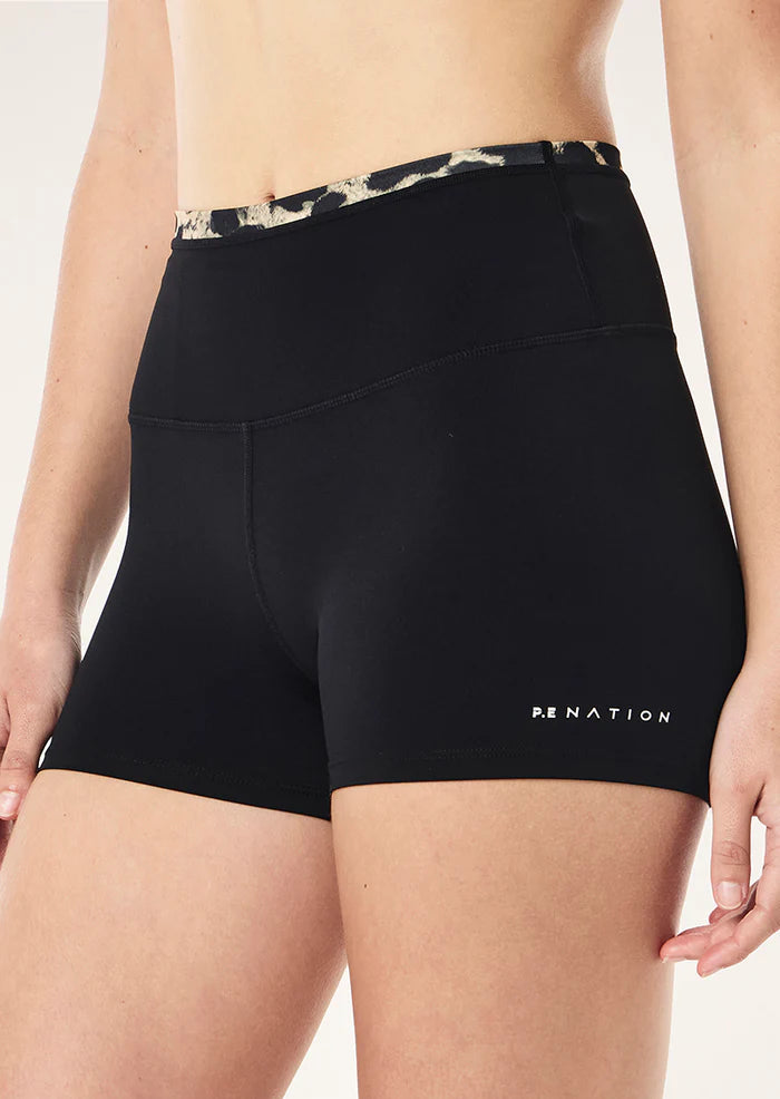 P.E Nation Vita 2.5" Bike Short In Black & Leopard