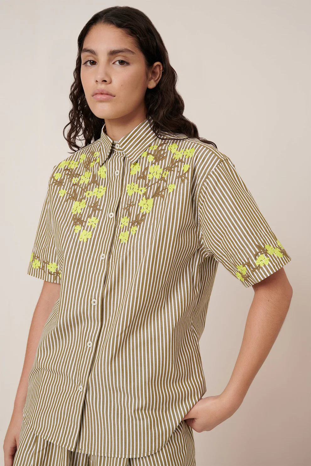 Kowtow Wildflower Shirt Treetop Stripe