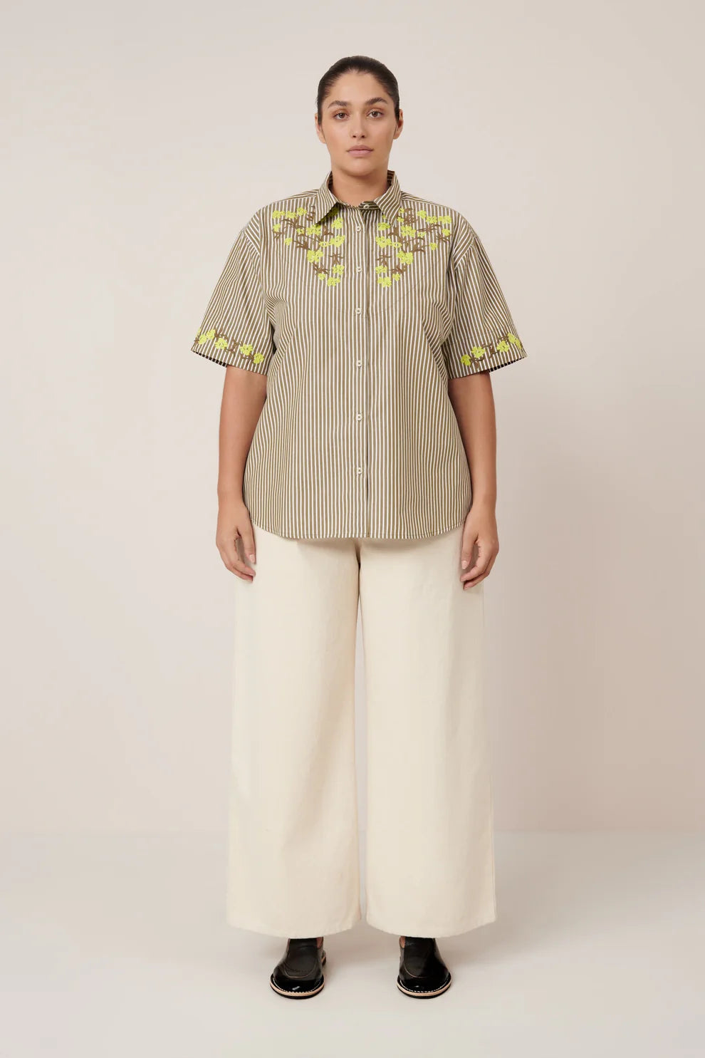 Kowtow Wildflower Shirt Treetop Stripe