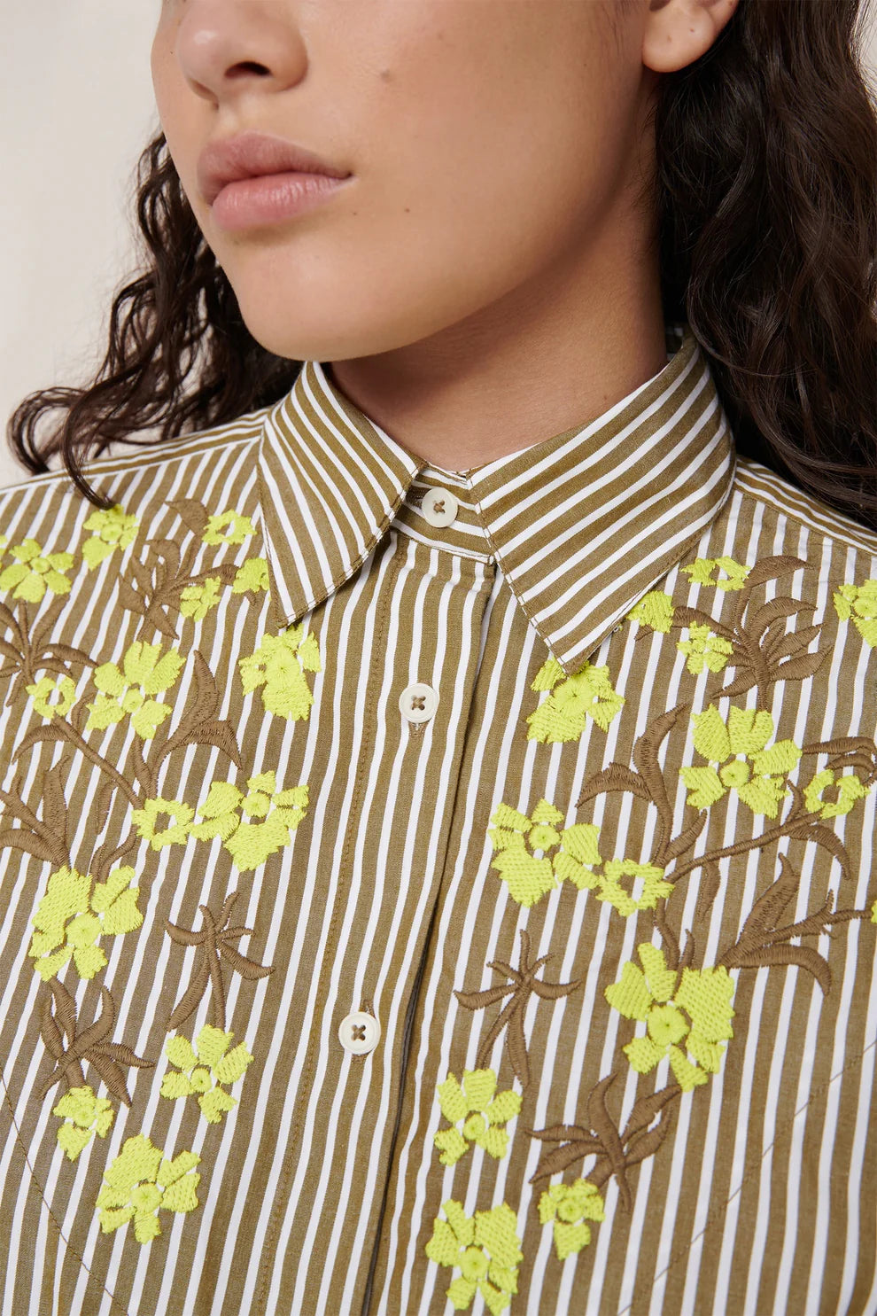 Kowtow Wildflower Shirt Treetop Stripe