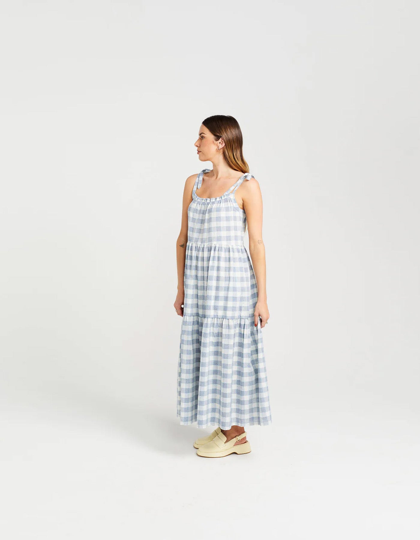 Tie Up Ziggy Dress Marine Check