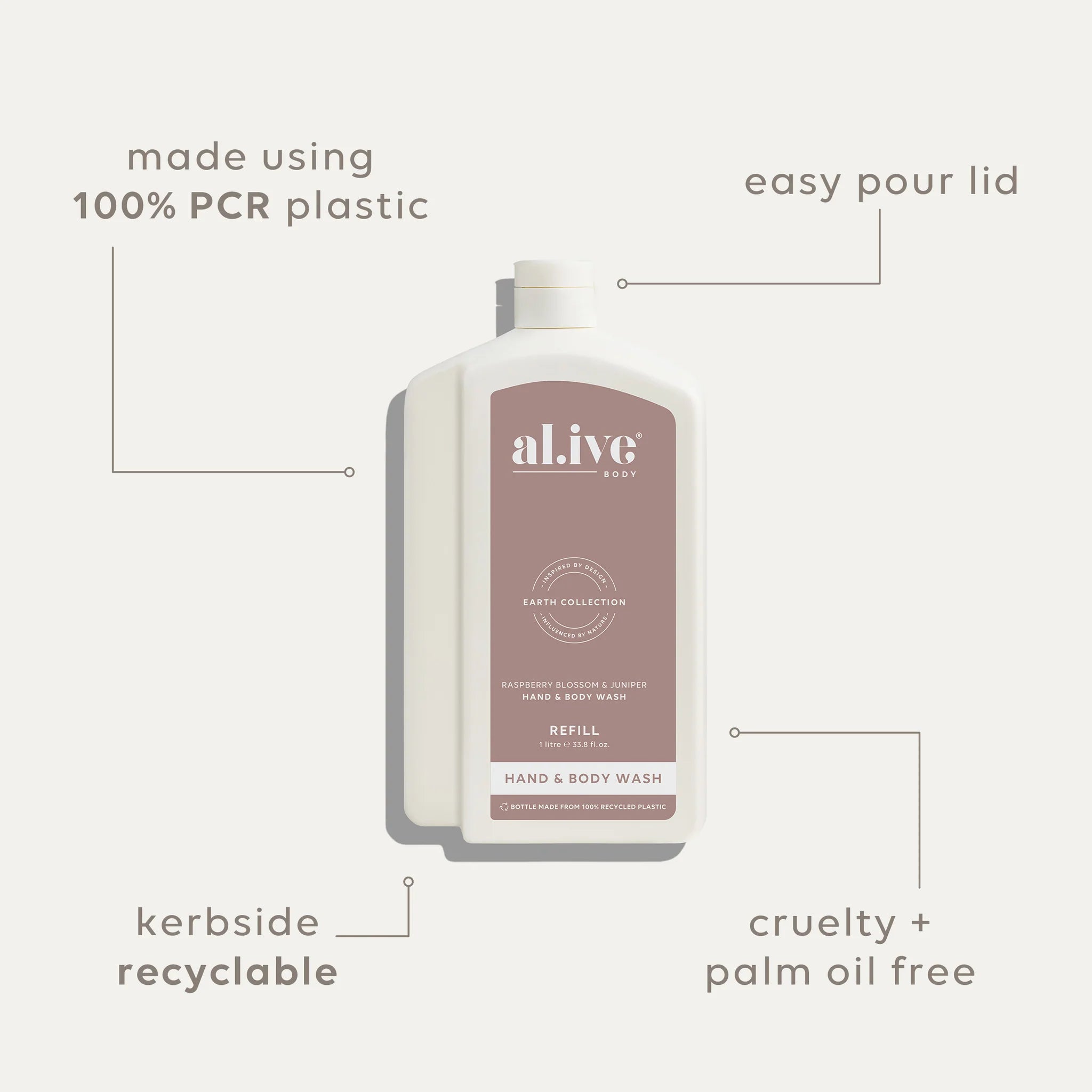 al.ive 1 L Wash Refill - Raspberry Blossom & Juniper