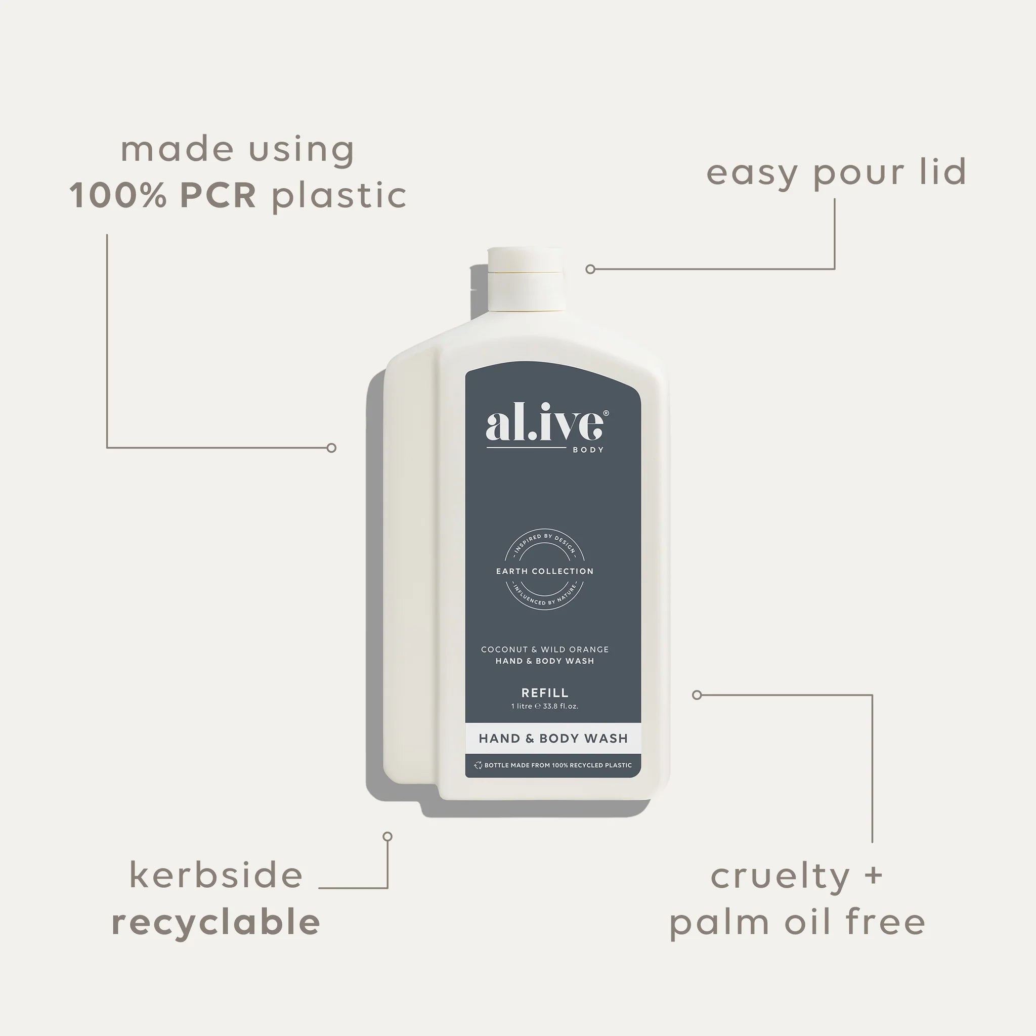 al.ive Coconut & Wild Orange 1 L Wash Refill