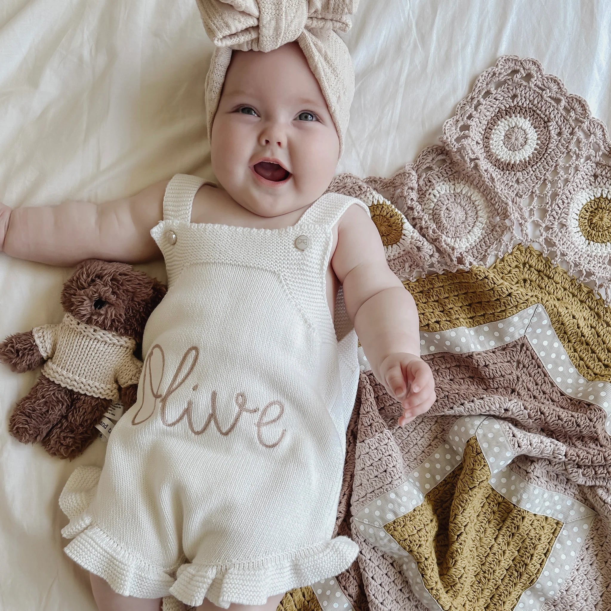 And The Little Dog Laughed caramel ocre hand crochet blanket