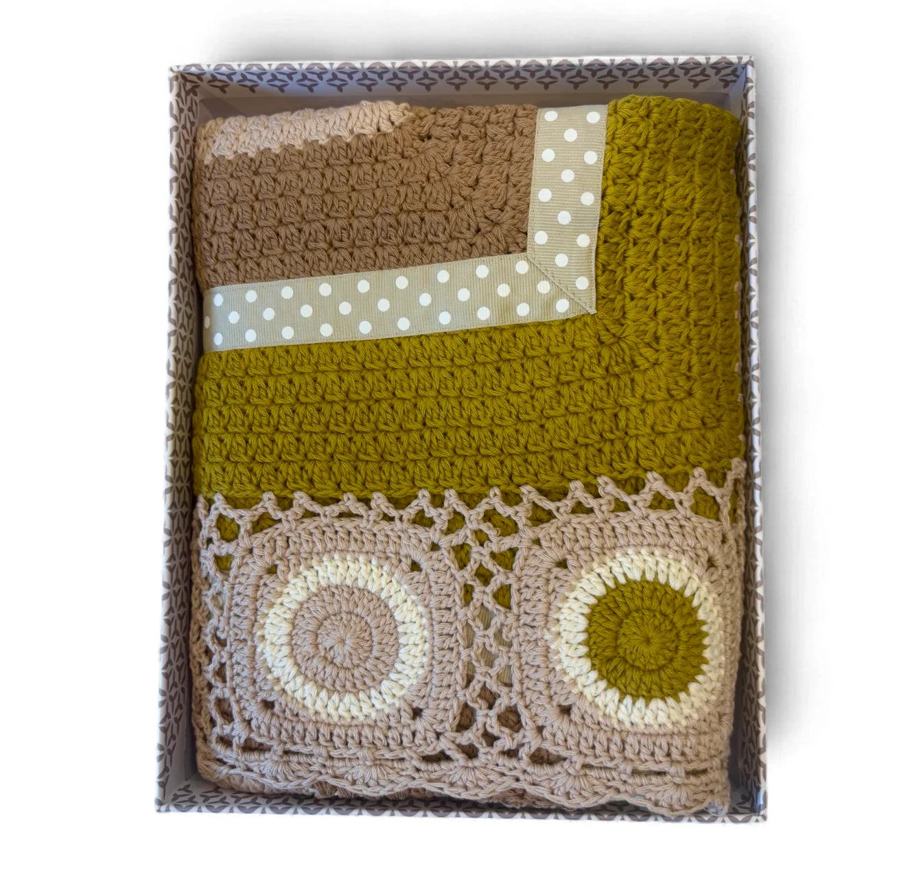 And The Little Dog Laughed caramel ocre hand crochet blanket