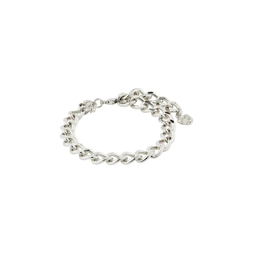Pilgrim Charm Recycled Curb Chain Bracelet - Silver