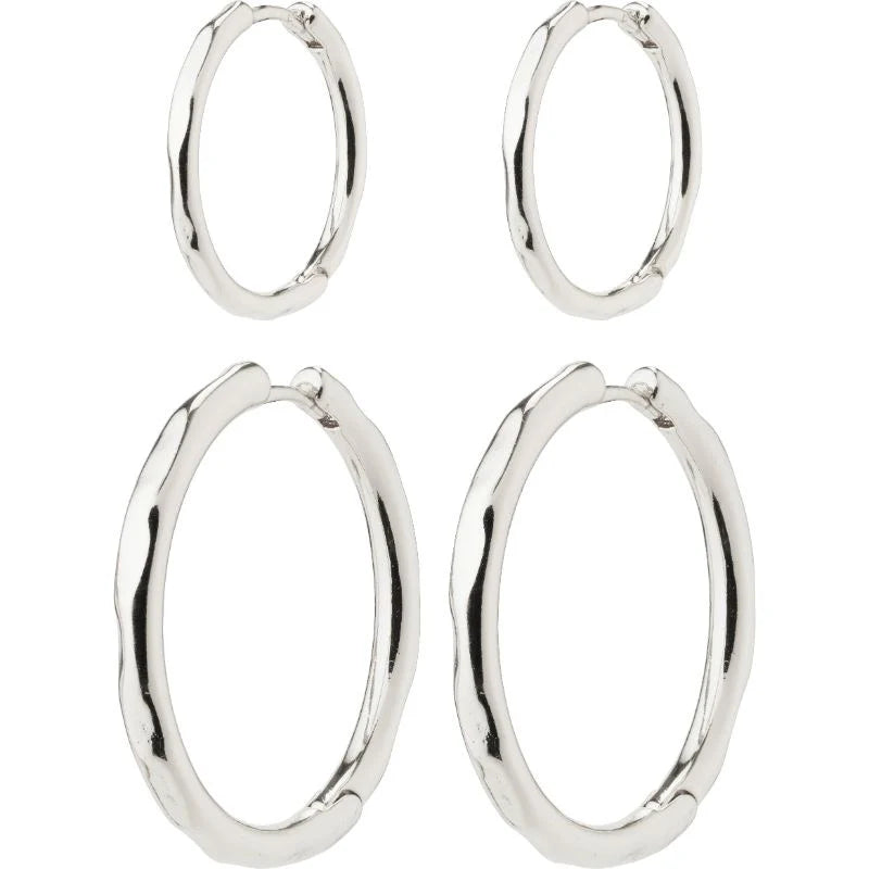 Pilgrim Eve Hoop Earrings 2-In-1 Set - Silver Plated