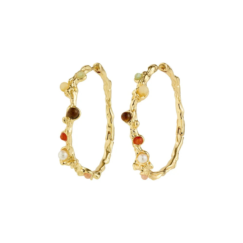 Pilgrim Iris Hoop Earrings Gold