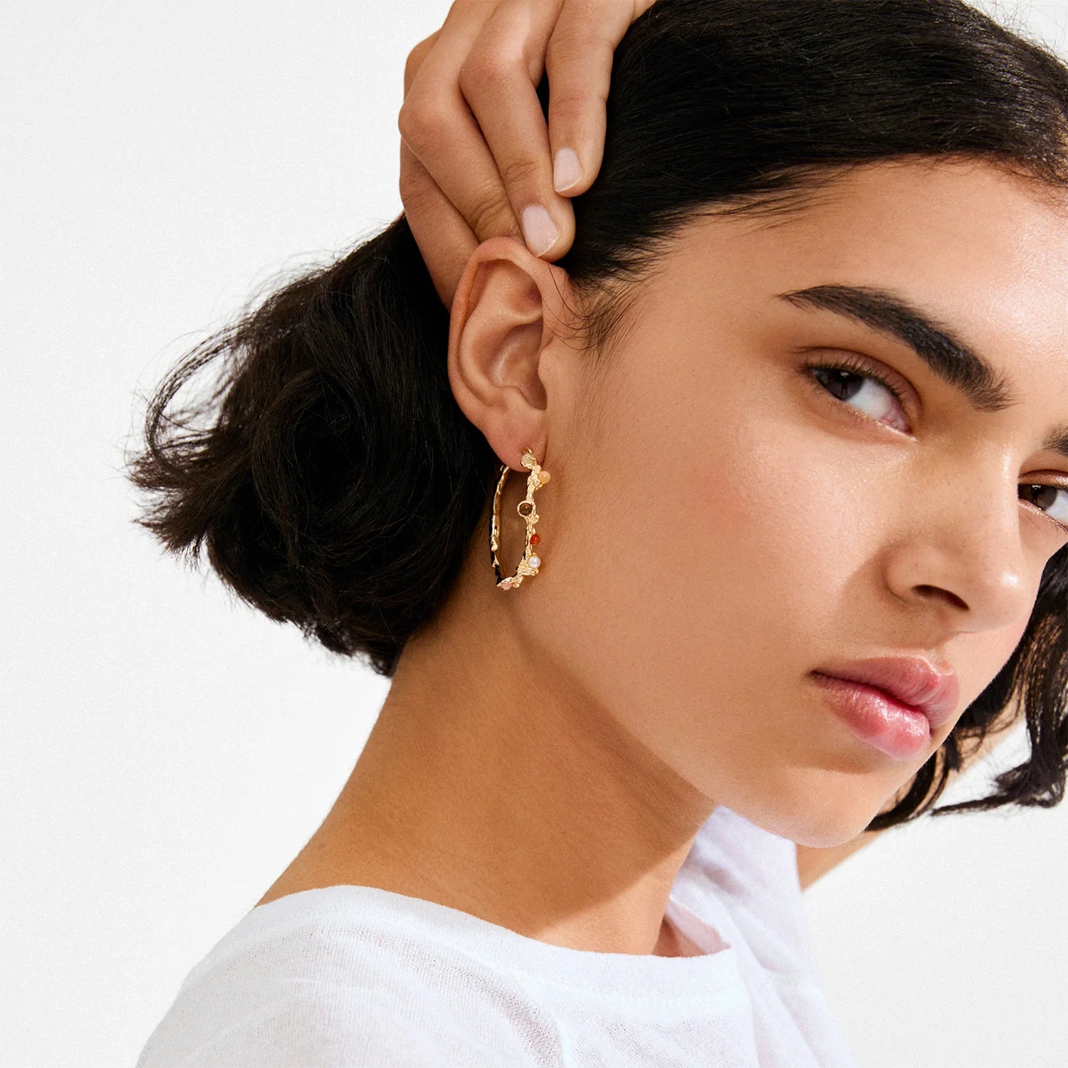 Pilgrim Iris Hoop Earrings Gold