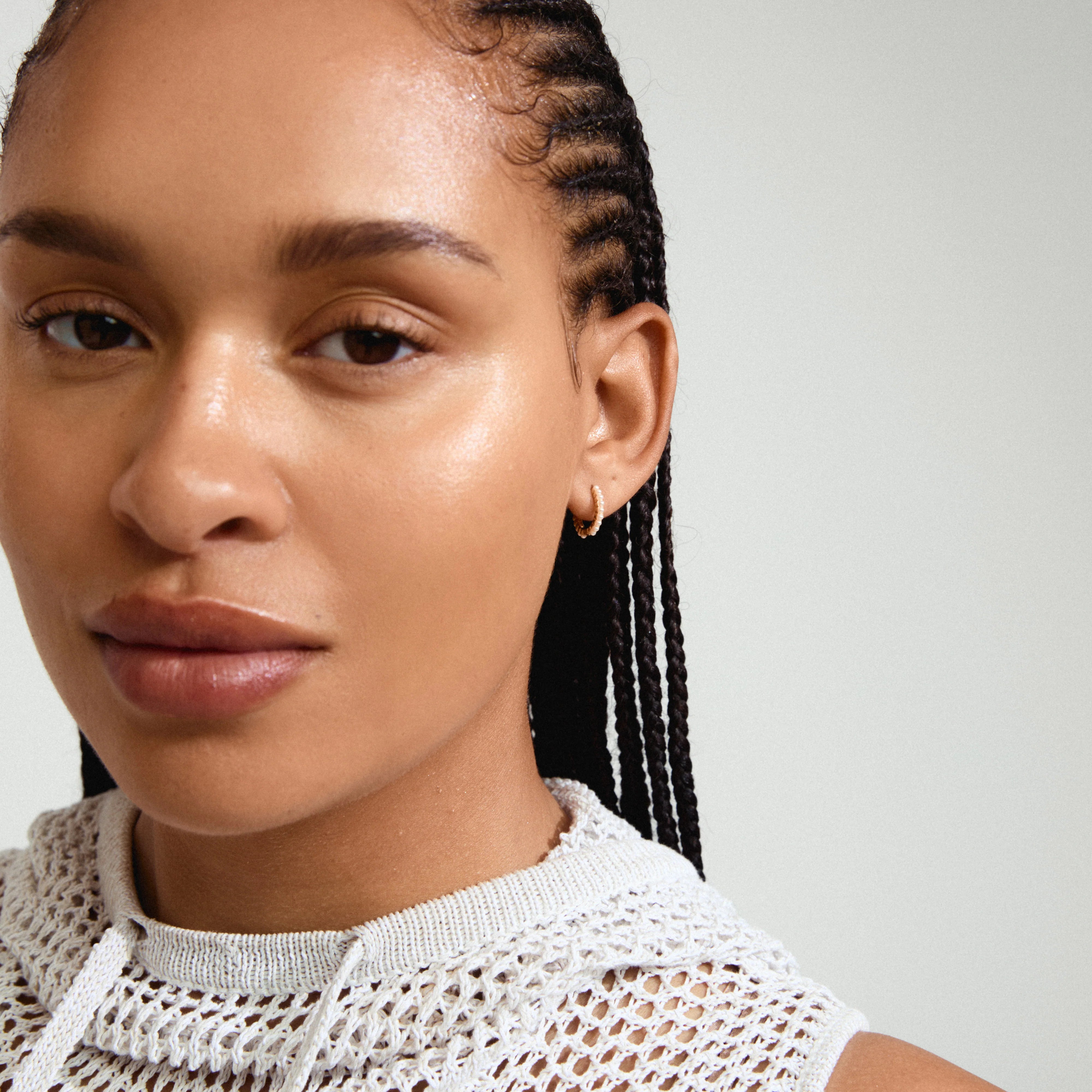 Pilgrim Kalia Recycled Hoop Earrings - Gold Plated - White