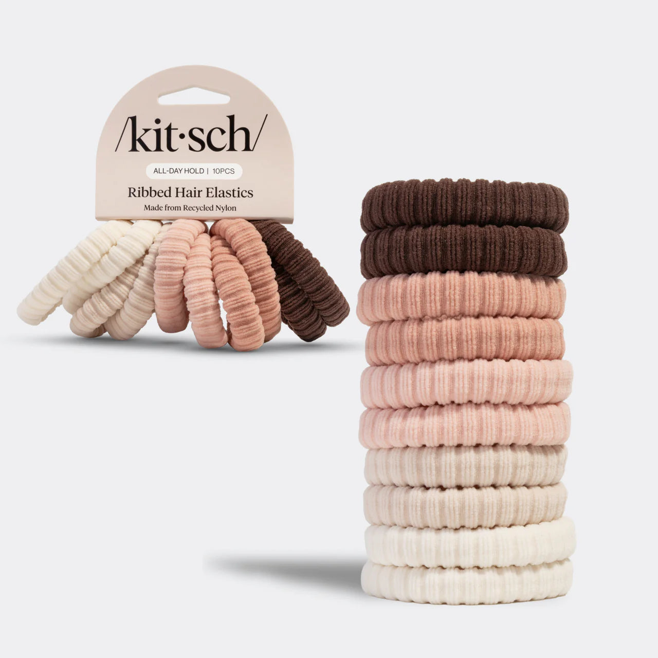 Kitsch Blush Ribbed Hair Elastics
