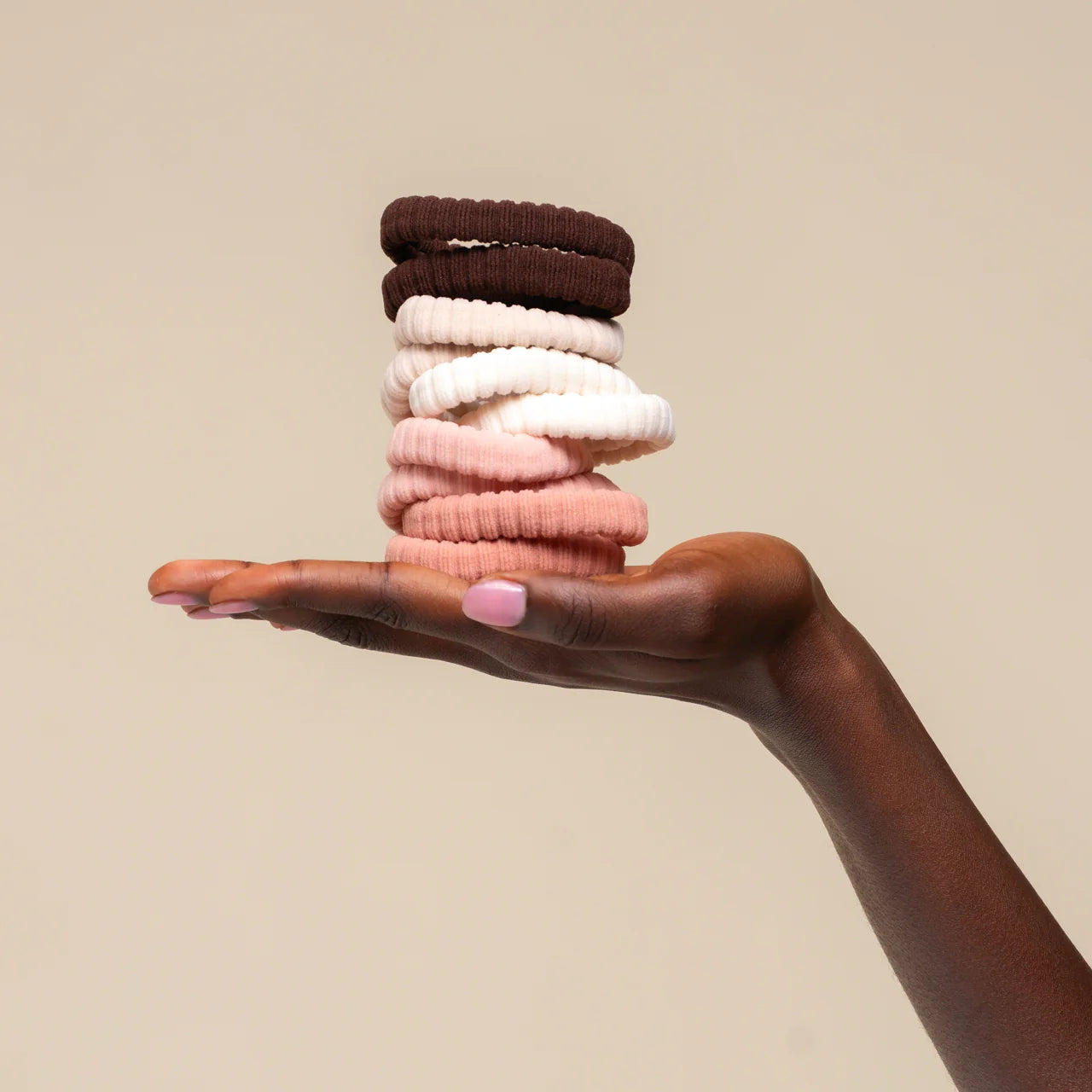 Kitsch Blush Ribbed Hair Elastics