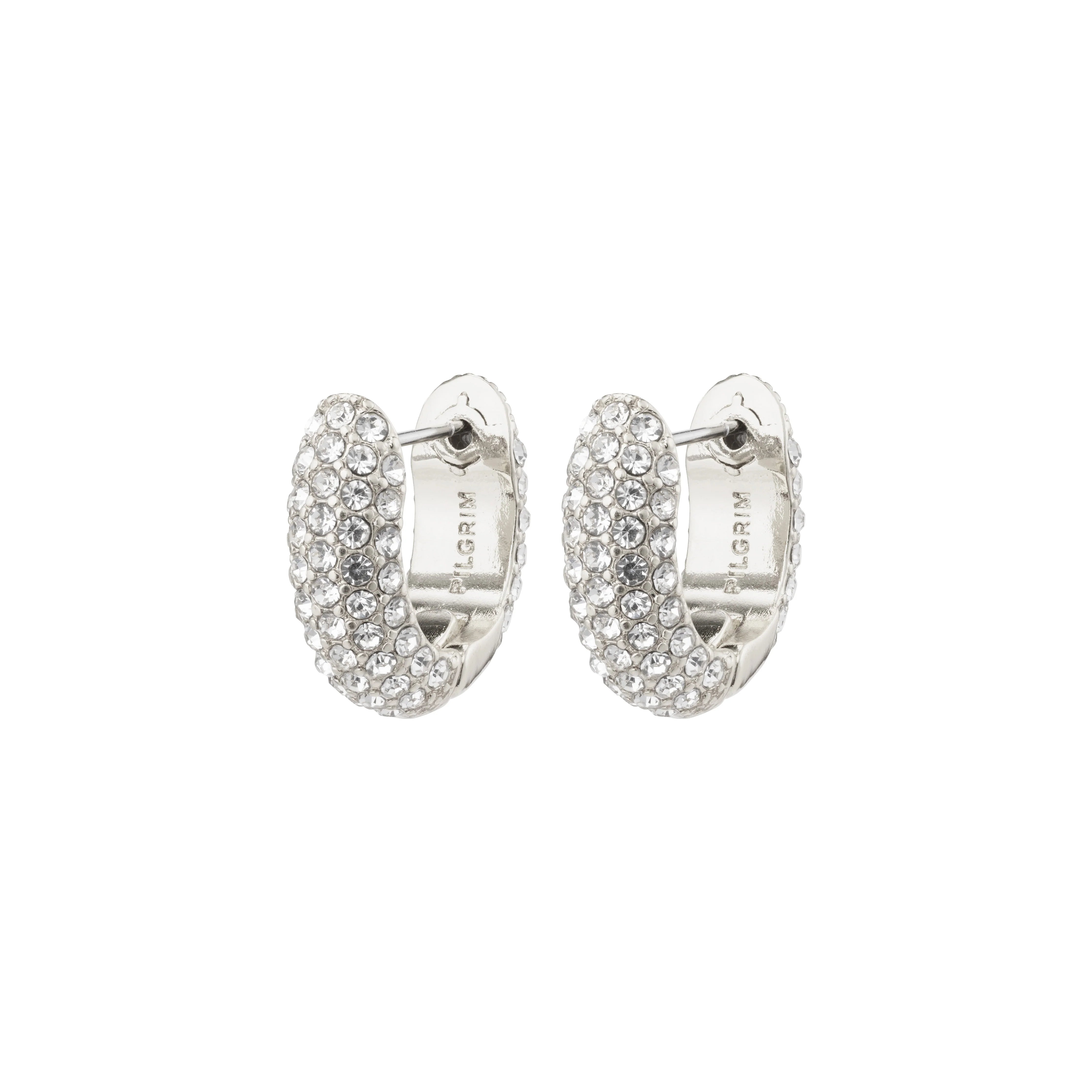 Pilgrim Lona Recycled Chunky Crystal Huggie Hoops - Silver Plated