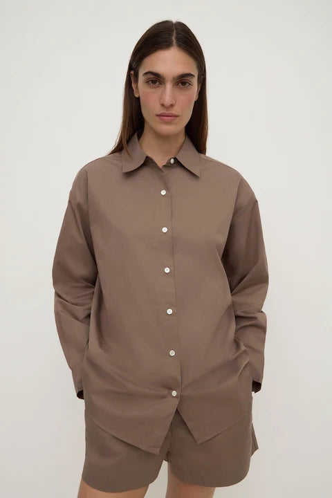 Assembly Label Micha Poplin Shirt Dark Sand