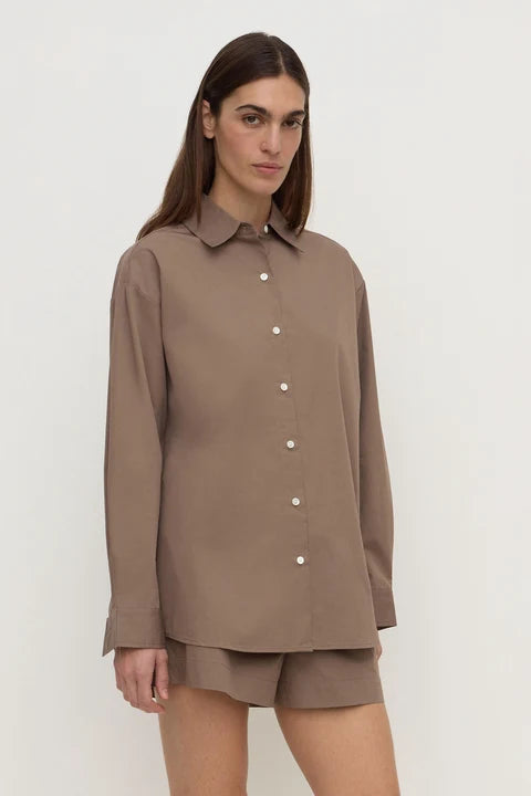 Assembly Label Micha Poplin Shirt Dark Sand