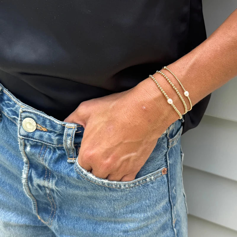 Dane Petite Bead Bracelet/Pearl Inset