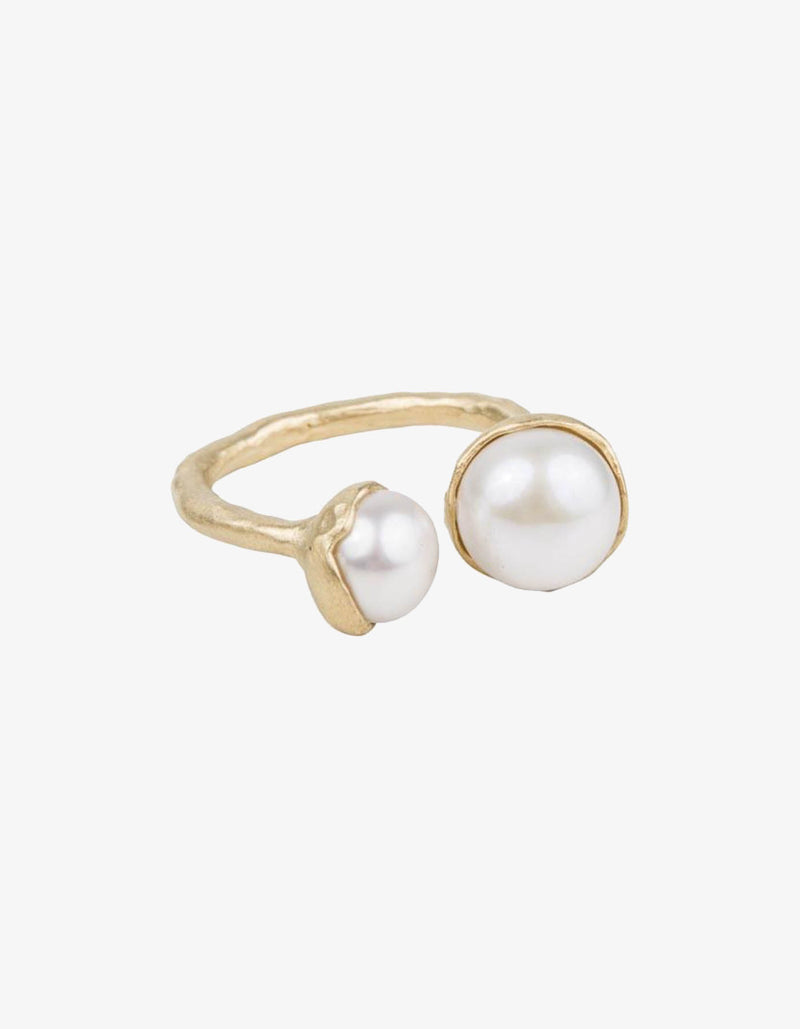 Fairley Double Ring Pearl Gold