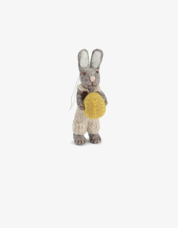 En Gry & Sif Bunny - Grey with Light Grey Pants & Yellow Egg